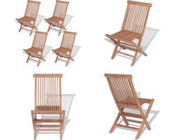 vidaXL Tuinstoelen inklapbaar 4 st massief teakhout - Klapstoel - Klapstoelen - Eetstoel - Eetstoelen