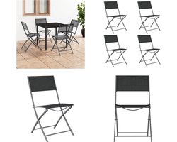 vidaXL Tuinstoelen inklapbaar 4 st staal en textileen zwart - Klapstoel - Klapstoelen - Tuin Stoel - Buitenstoel