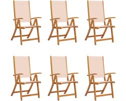 vidaXL - Tuinstoelen - inklapbaar - 6 - st - massief - acaciahout - en - textileen
