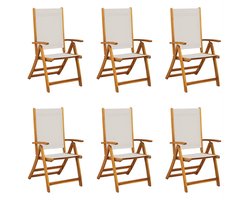 vidaXL - Tuinstoelen - inklapbaar - 6 - st - massief - acaciahout - en - textileen