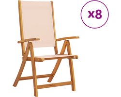 vidaXL - Tuinstoelen - inklapbaar - 8 - st - massief - acaciahout - en - textileen