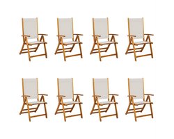 vidaXL - Tuinstoelen - inklapbaar - 8 - st - massief - acaciahout - en - textileen