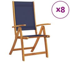 vidaXL Tuinstoelen inklapbaar 8 st massief acaciahout en textileen - Inklapbare Tuinstoel - Inklapbare Tuinstoelen - Tuinstoel - Tuin Stoel