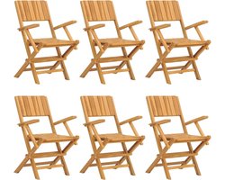 vidaXL Tuinstoelen - Inklapbaar - Set van 6 - Massief Teakhout Tuinstoelen - Teak Hout - Buitenkamer - Terras Stoelen - Klap Stoelen