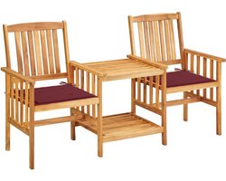 vidaXL - Tuinstoelen - met - tafeltje - en - kussens - massief - acaciahout