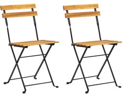 vidaXL Tuinstoelen - Set van 2 Inklapbaar Hout & Staal Tuinstoel - Acacia Hout - Klapstoel - Buitenshuis - Patio Meubel