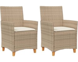 vidaXL Tuinstoelen Set van 2 met Kussens Beige Tuinstoel - Lounge Stoel - Buitensteun - Relax Stoel - Tuinset