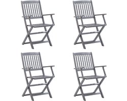 vidaXL Tuinstoelen - Set van 4 - Acaciahout - Grijs Tuinstoelen - Klapstoelen - Acacia Hout - Grijze Stoelen - Eetkamerstoelen