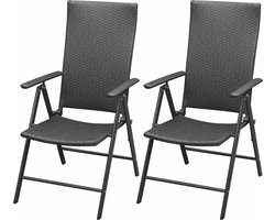 vidaXL - Tuinstoelen - stapelbaar - 2 - st - poly - rattan - zwart