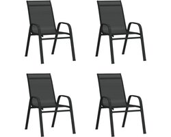 vidaXL - Tuinstoelen - stapelbaar - 4 - st - textileen - stof - zwart