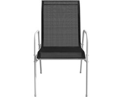 vidaXL Tuinstoelen - Stapelbaar - Staal en Textileen - 2 stuks Stapele Stoel - Tuinset - Tuinstoel - Buitentool - Buitenleven