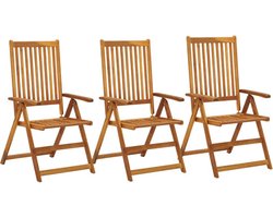 vidaXL - Tuinstoelen - verstelbaar - 3 - st - massief - acaciahout