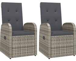 vidaXL Tuinstoelen verstelbaar met kussens grijs Tuinstoel - Lounge Stoel - Relaxfauteuil - Buitenspeelplezier - Tuinset