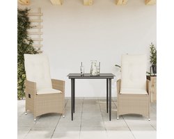 vidaXL Tuinstoelen - Verstelbaar - Set van 2 - Beige