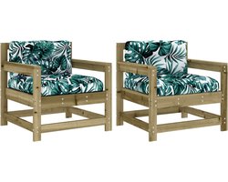 vidaXL Tuinstoelenset - Grenenhout - Inclusief Kussens Tuinstoel - Lounge Stoel - Houten Tuinstoel - Outdoor Seating - Balkon Meubel