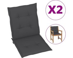 vidaXL - Tuinstoelkussen - lage - rug - 2 - st - oxford - stof - antraciet