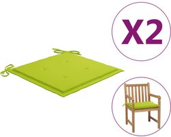 vidaXL - Tuinstoelkussens - 2 - st - 50x50x4 - cm - oxford - stof - felgroen