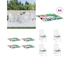 vidaXL Tuinstoelkussens 4 st 50x50x3 cm stof meerkleurig - Bankkussen - Bankkussens - Stoelkussen - Rugkussen