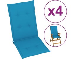vidaXL - Tuinstoelkussens - 4 - st - hoge - rug - 120x50x3 - cm - stof - blauw