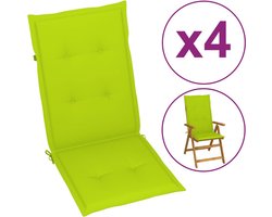 vidaXL - Tuinstoelkussens - 6 - st - hoge - rug - 120x50x3 - cm - stof - heldergroen