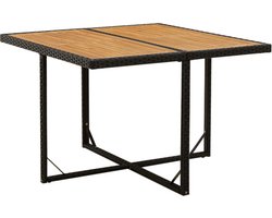 vidaXL - Tuintafel - 109x107x74 - cm - poly - rattan - en - massief - acaciahout - zwart