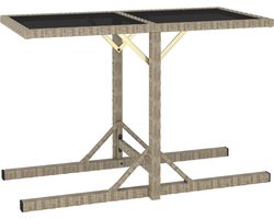 vidaXL - Tuintafel - 110x53x72 - cm - glas - en - poly - rattan - beige