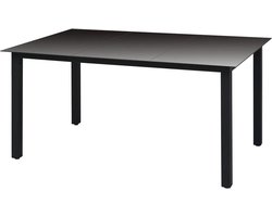 vidaXL - Tuintafel - 150x90x74 - cm - aluminium - en - glas - zwart