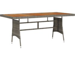 vidaXL - Tuintafel - 160x70x72 - cm - poly - rattan - en - massief - acaciahout - grijs