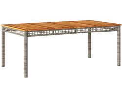 vidaXL - Tuintafel - 180x90x75 - cm - poly - rattan - en - acaciahout - grijs