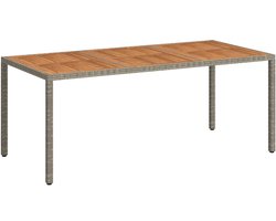 vidaXL - Tuintafel - 190x90x75 - cm - poly - rattan - en - acaciahout - grijs