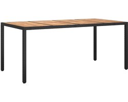 vidaXL - Tuintafel - 190x90x75 - cm - poly - rattan - en - acaciahout - zwart