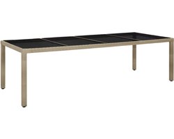vidaXL - Tuintafel - 250x100x75 - cm - gehard - glas - en - poly - rattan - beige