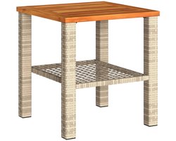 vidaXL - Tuintafel - 40x40x42 - cm - poly - rattan - en - acaciahout - beige