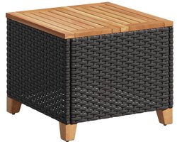 vidaXL - Tuintafel - 45x45x37 - cm - poly - rattan - en - acaciahout - zwart