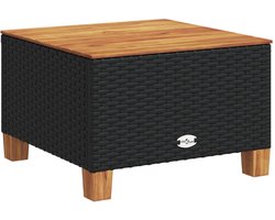 vidaXL - Tuintafel - 55x55x36 - cm - poly - rattan - en - acaciahout - zwart