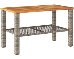 vidaXL - Tuintafel - 70x38x42 - cm - poly - rattan - en - acaciahout - grijs