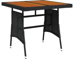 vidaXL - Tuintafel - 70x70x72 - cm - poly - rattan - en - massief - acaciahout - zwart