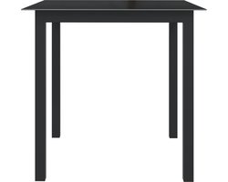 vidaXL Tuintafel - 80x80x74 cm - Aluminium en glas - Zwart