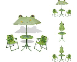 vidaXL Tuintafel En Stoel - Tuintafels En Stoelen - Tuintafel Set - Tuintafel Sets - 3-delige Bistroset voor kinderen met parasol groen