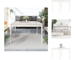 vidaXL Tuintafel - Klassieke Houten - Tuintafels - 121x82.5x76cm - Kleur- Wit - Tuinset