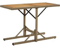 vidaXL - Tuintafel - massief - acaciahout - en - poly - rattan - beige