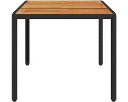vidaXL - Tuintafel - met - acaciahouten - blad - 150x90x75 - cm - poly - rattan - zwart