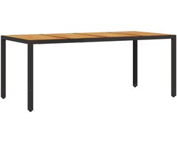 vidaXL - Tuintafel - met - acaciahouten - blad - 190x90x75 - cm - poly - rattan - zwart