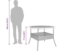 vidaXL - Tuintafel - met - acaciahouten - blad - Ø110x71 - cm - poly - rattan - grijs