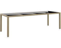 vidaXL - Tuintafel - met - glazen - blad - poly - rattan - beige