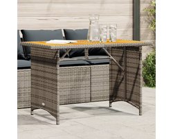 vidaXL - Tuintafel - met - houten - blad - 110x68x70 - cm - poly - rattan - grijs