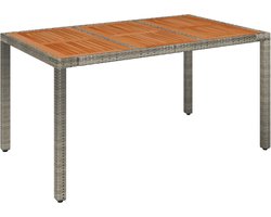 vidaXL - Tuintafel - met - houten - blad - 150x90x75 - cm - poly - rattan - grijs