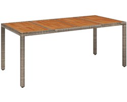 vidaXL - Tuintafel - met - houten - blad - 190x90x75 - cm - poly - rattan - grijs
