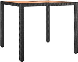vidaXL - Tuintafel - met - houten - blad - poly - ratten - en - acaciahout - zwart