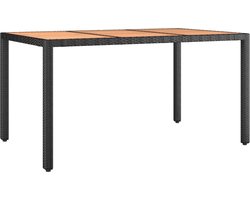 vidaXL - Tuintafel - met - houten - blad - poly - ratten - en - acaciahout - zwart